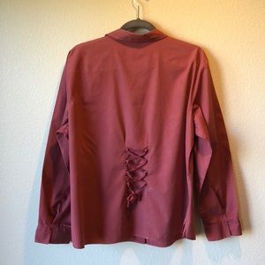 Dusty mauve color, button down shirt